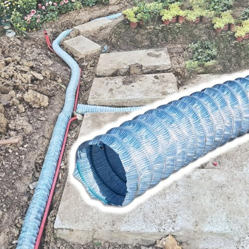 KOQENAG Tubo di Scarico Francese da 10 Cm, Tubo di Drenaggio Flessibile con Filo d'Acciaio, Alta capacità di Penetrazione, Filtra I Detriti, per Acque Meteoriche/allagamenti(L 35ft(10.7m))