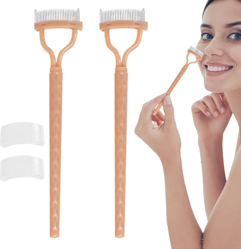 Cope De Pestañas - 2 Paquete De Dientes De Metal Definder | Peine Formador De Pestañas Con Cubierta Protectora | Herramienta Cosmética De Maquillaje De Cejas Cejas | Suministros De Belleza Profesional