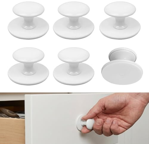 ZY-otu 6 Stück Möbelgriffe Edelstahl Lochfreier Türgriff Schrankknöpfe Türgriffe Schrank zum Kleben Griff Adhesive Cabinet Handles Möbelgriff Selbstklebend für Schubladen Spiegelschrank（Weiß）
