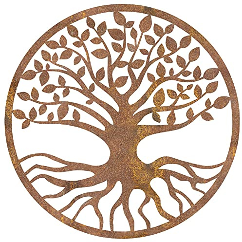 Rustic Steel Round Tree of Life Metal Wall Art for Home, Office & Commercial Spaces - Contemporary Wall Decor, Wall Hanging, Decoration