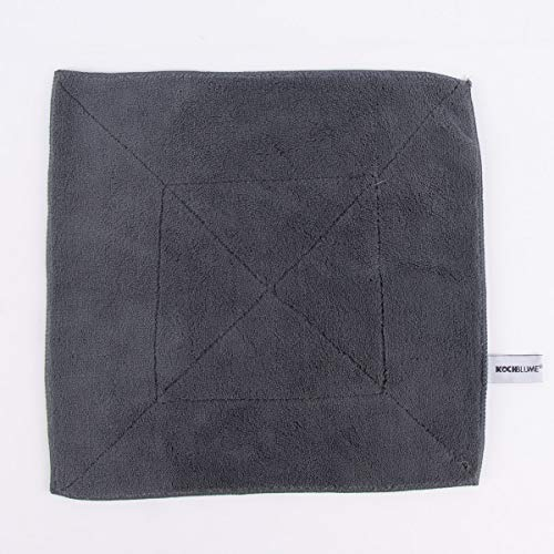 Kochblume Microfasertuch 30x30cm | Microfasertuch | Putztuch | Aufnahmefähigeit bis 300 ml | Extra saugfähige Fasern | Farbe: anthrazit/grau