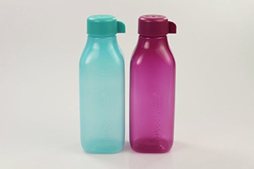 TUPPERWARE To Go Eco 500ml dunkel türkis + dunkel pink Ökoflasche Quader Flasche