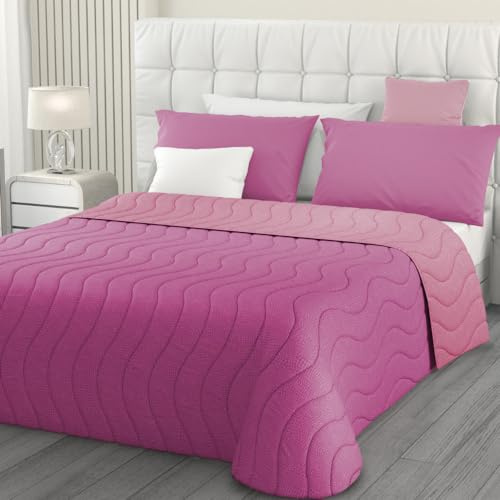 L'ANTICO ARCOLAIO - Trapuntino Singolo Estivo (Malva/Rosa Scuro) Copriletto Singolo Mezza Stagione, Trapunta Singola Double Face Ipoallergenica, Made in Italy (Microfibra, 100g/m2)