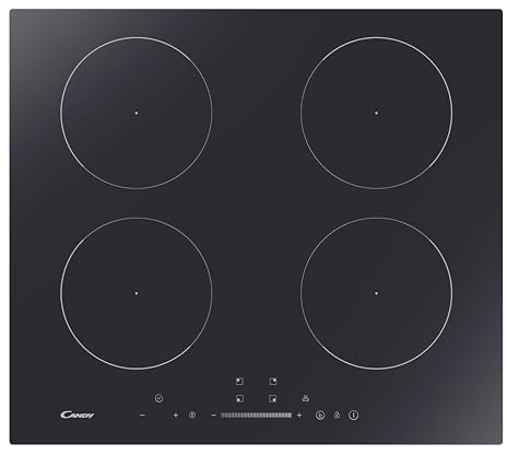 Candy CI642CTT - Piano cottura a induzione, funzionamento mono touch, 4 zone di cottura, vetro senza cornice, colore: Nero