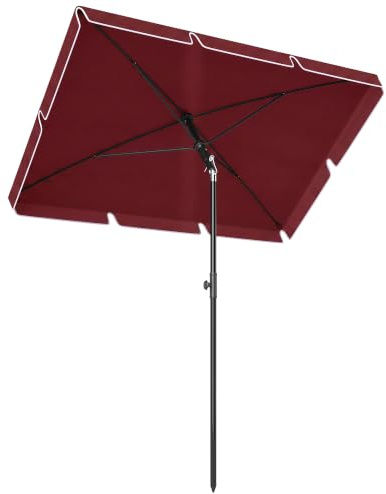 Outsunny Sombrilla de Jardín de Aluminio 2x1,3x2,5 m Parasol de Jardín Rectangular con Función de Inclinación para Terraza Patio Exterior Rojo Vino