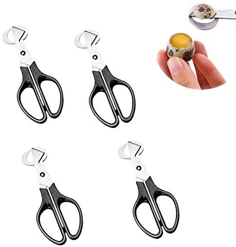 Zaky 4 Pieces Quail Eggs Scissors Egg Stainless Steel Shell Cutting Scissors Quail Egg Cigar Shell Cutter Black