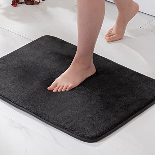 MIULEE Badematte Memoryschaum Badteppich Memory Foam Badezimmerteppich Duschvorleger Teppich Badvorleger Duschmatte Deko Fussmatte rutschfeste Matte für Badezimmer Wohnzimmer 40x60cm Schwarz