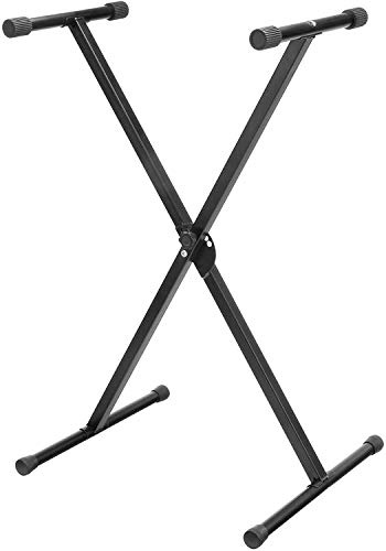 TPM - Soporte para teclado y piano, Negro, Plástico, Ajustable en altura y gomas antideslizantes