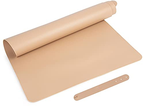 Große Unterlage aus PU-Leder | sandbeige | 80 x 40 cm | Universal-Unterlage z.B. für Kaffeemaschinen