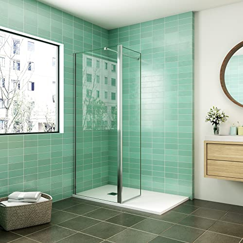 AICA paroi de douche 50x200cm avec un retour pivotant 50cm livré avec une barre de stabilisation extensible