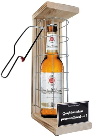 Personalisierte Geschenke für Männer Frauen Geschenkidee - Eiserne Reserve Gitterkäfig König Pilsener Bier (1 x 0.5 l) incl. Notsäge - Papa Mama Geburtstag Hochzeit