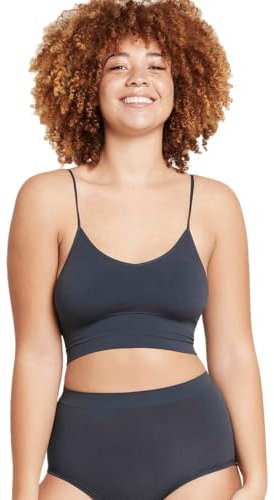 Boody | Women's LYOLYTE Ribbed Low Back Bra | Organic Bamboo Underwear | Seamless Bra | Storm | Medium | Single