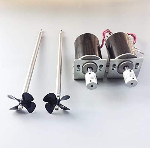 VLIZO RC Futterboot Motor mit 4mm Antriebswelle 4 Flügel Propeller Set 12V Permanentmagnet DC Motorteile für Köder-/Fischerbootzubehör (Farbe : 1x Reverse Set)