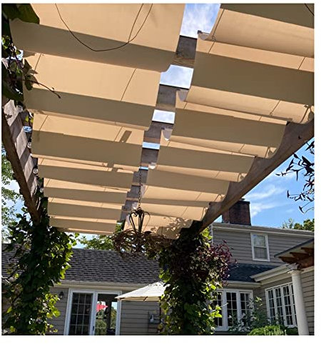 Copertura Ombreggiante Retrattile per Pergola - Tenda da Sole A Vela per Pergola in Legno, Traliccio E Patio - Cavo Metallico Incluso (Colore : Wheat Color, Taglia : 1.5x2m)