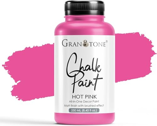 GRANOTONE Chalk Paint Matt Finish Water Based Acrylic Paint 8.5 fl oz 250 ml Hot Pink Colour for Furniture Wood Walls Metal Glass Paper Fabric Canvas Maximum Coverage for Kids and Adults Made in India