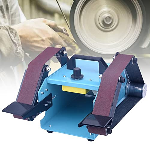 JORAsa Lijadoras De Banda Pequeña De Doble Cabezal, Lijadora De Banda De Doble Eje Multifunción De 950 W, Adecuada para Pulido De Madera, Pulido De Metales, Pulido De Muebles, Decoración