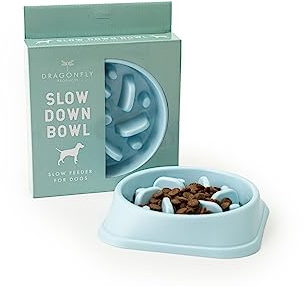Dragonfly Products Slow Feeder Dog Bowl, Slows Fast Eating Maze Design | reduces bloating & choking risk, food-safe & easy to clean, suits dry, wet & raw food, mealtime enrichment, Blue