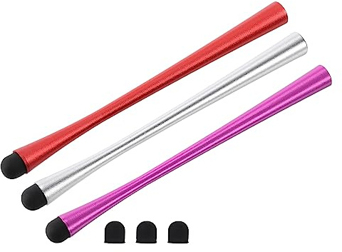 QUARKZMAN 3Stk Stylus Stifte für Touchscreens Schlank Universal Kapazitiv Kugelschreiber für All Kapazitiv Touch Gerät mit 3 Extra Spitzen Rot/Silber/Lila