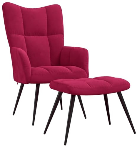 vidaXL Chaise de Relaxation avec Repose-Pied Fauteuil de Détente Siège de Relaxation Chaise de Détente Salon Salle de Séjour Rouge Bordeaux Velours