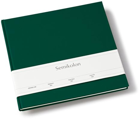 Semikolon 371038 Livre d'or Slim 25 x 23 cm - avec 100 pages vierges à personnaliser, marque-page - vert foncé forêt