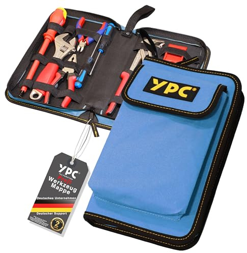 YPC ZipCaddy L – Werkzeugmappe/Werkzeug Organizer mit großer Außentasche und 17 Halteschlaufen, Werkzeugtasche leer, Werkzeug Mappe, Zangen Tasche, Tool Case