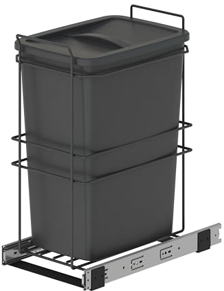 Emuca - Recycling bins for kitchen, 35 L, lower fixing and manual removal, Anthracite grey plastic