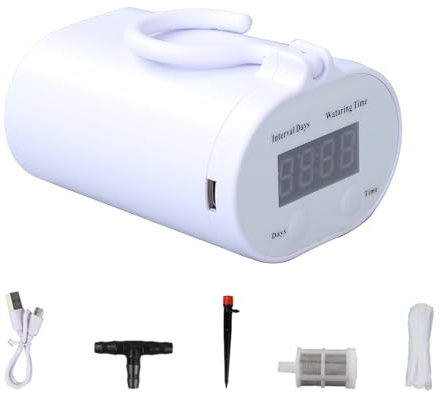 Annaffiatoio automatico per piante, 2000 mAh, ad alto flusso, facile installazione, irrigatore per piante in vaso con timer, irrigazione automatica per piante per gli amanti del giardinaggio