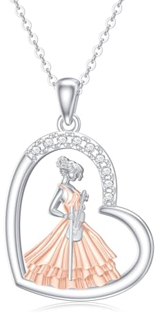 PROESS Collier de sport artistique en argent sterling 925 avec pendentif musique/palette de peinture/ballerine/violon/piano/volley-ball - Cadeau d'anniversaire pour femme, fille, mère et fille