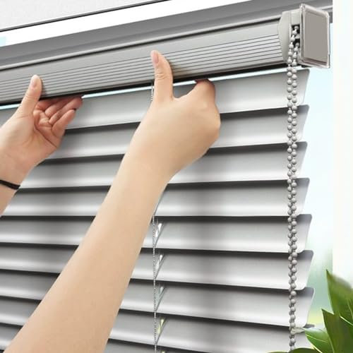 NIANXINN Aluminium Jalousette,Silber Alu Jalousie,Raumverdunkelnde Horizontale Fensterjalousien Lamellen Metall,Sicht- und Sonnenschutz,Anpassbar Farbe/Größe,Breite × Höhe (120cm x 150cm)