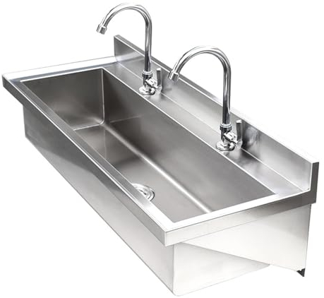 Lavello da cucina in acciaio inox, 1 bacino con rubinetto, Lavandino Commerciale da Muro Lavamani industriale per la casa,Lavanderia(120cm/47.2in)