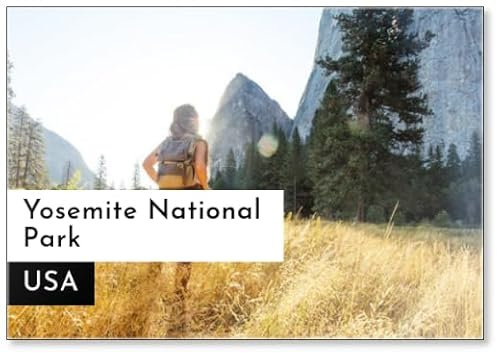 Calamita da frigorifero con scritta Happy Hiker Visit Yosemite National Park in California