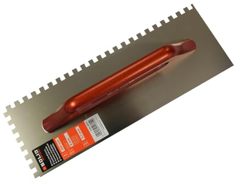 Rostfrei Zahnkelle Zahnspachtel Schweizer Glättekelle - 130x380mm - 8mm | 38/48 cm Kelle 6/8/10/12mm