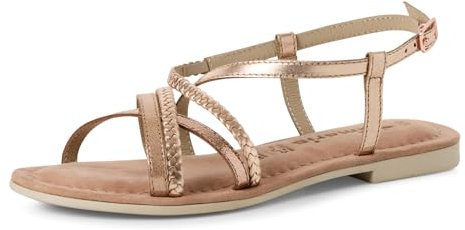 Tamaris sandalett dam platt, Rosemetall, 40 EU