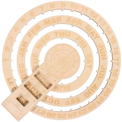 Tofficu Holzblockkalender Ewiger Kalender Mechanischer Wandkalender Tischkalender Manuell Drehbar Für Zuhause Und Büro Mit Tag