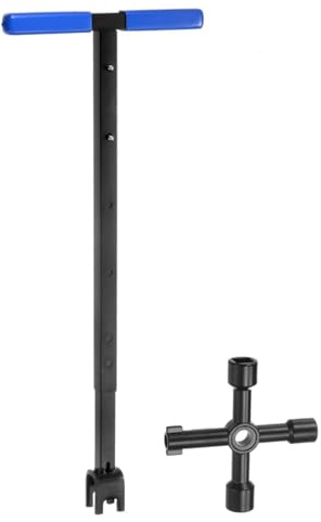 Qcwwy Llave Contador de Agua, Llave de Contador de Agua Mango en T Plegable Llave de Utilidad Herramienta Multifuncional de Parada de Agua para Reparación de la