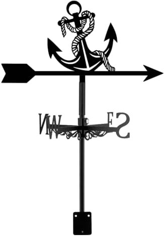 SUPERDANT Wetterhahn Mit Anker Wetterhahn fürs Dach Ankermotiv Aus Schwarzem Metall Schuppen Wetterfahnen Ankermotiv Wetterfahne Gartendekor Für Bauernhaus Garten Außenbereich Hof Dach Schuppen