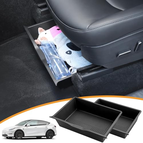 Maxetodo 2PCS Model Y Für Tesla Sitz Organizer Box Rutschfeste Vordersitze Langlebiges Autozubehör Aufbewahrungsbox TPE-Material Hohe Temperaturbeständigkeit Zum Auto Ordentlich