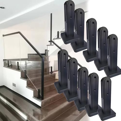 Garde Corps Verre Pince De Garde-corps En Verre Noir Pour Escaliers, 4 6 8 10 Paquets D'entretoise De Garde-corps En Verre-épaisseur 0.8-1.2cm, Kit De Robinets De Panneau De Balcon/jardin/terrasse(10p