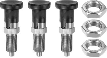 QUARKZMAN 3pz Pulsante Sfera Molla Inserimento Rapido M16x1.5 Pulsante | Bloccaggio Automatico Indicizzabile, Acciaio Inossidabile, Lunghezza Filettatura 8mm, Dia. Perno, per Attrezzature
