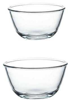 JTZPAXL 2 - Piece Glass Mixing Bowl,Salad Bowl, Comes in 2 Sizes (2.7L, 2.1L),Microwave and Dishwasher Safe, Clear,Perfect for Cooking, Baking, Serving and Storing