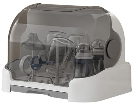 Nybhyjka Secador de biberones con Cubiertas, árbol escurridor de biberones, Estante para Botellas de encimera y Caja de Almacenamiento para niños pequeños con Cubierta a Prueba de Polvo