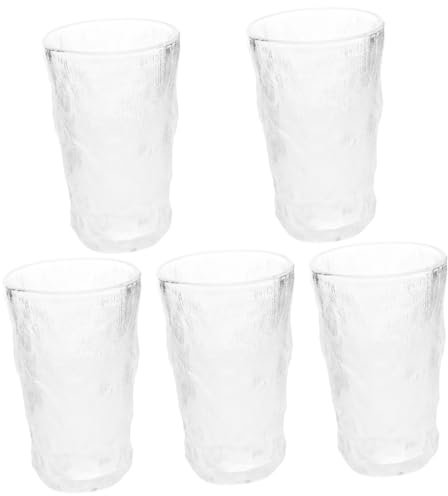 Cabilock 5 Piezas Taza de Agua con patrón de Glaciar Aire Verde Lata Tazas Vasos de Bebidas Vasos de te Tazas de Desayuno Tazas de té de Vidrio Tazas de Vidrio Vaso de Cristal Transparent
