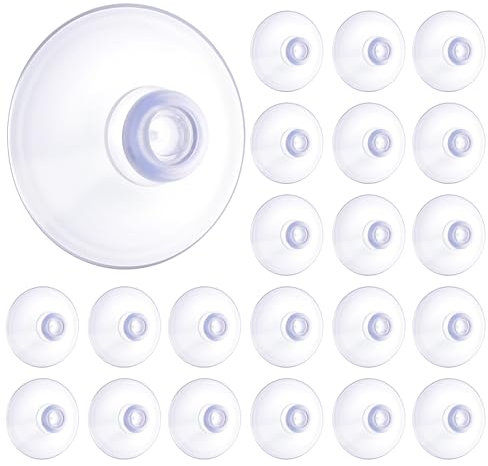 20 Stück Klarer Plastiksaugnapf 40 mm ohne Haken, Saugnapf aus Kunststoff für Küche und Bad, Schreibtisch Fenster Wand (Transportverformungen können durch Einweichen in heißem Wasser behoben werden)