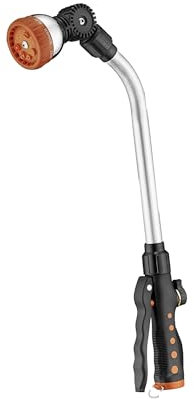 rainfactory Gartenbrause Gießstab Multifunktional, Gießstab Lang mit 180° schwenkbarem Sprühkopf & Druckregulierung, Gartenbrause mit 8 Sprühmuster, Gartenschlauch Düse für Garten Bewässerung, Brause