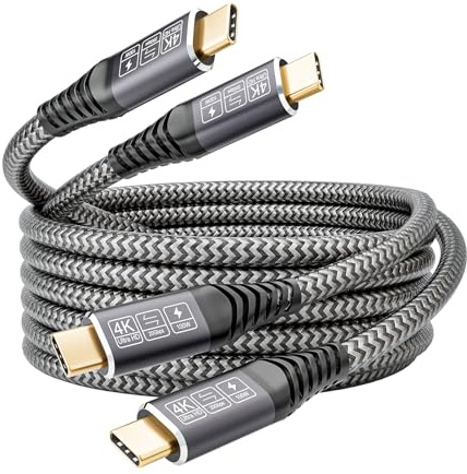 CAKOBLE Cable USB C vers USB C 5m,[5M/Lot de 2] 100W USBC 3.2 Gen2 20 Gbps Charge Rapide,Transmission vidéo 5K/4K@60Hz Pour i-Phone 16Pro/Max,Laptop, Monitor, Hub cable usb c 5m