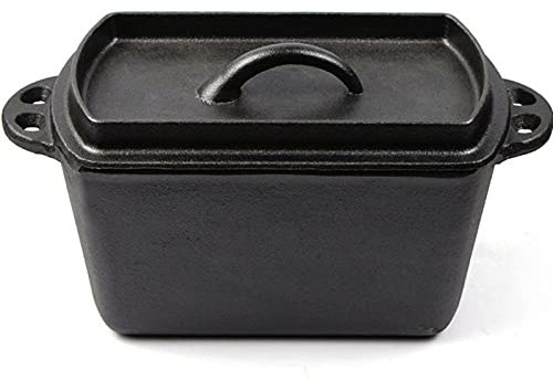 Olla de Hierro Fundido Cuadrada para Horno holandés con Tapa, Superficie de 8,6 × 4,9 Pulgadas, Aceite Vegetal presazonado para cocinar, Hornear Pan y Molde para Pasteles.