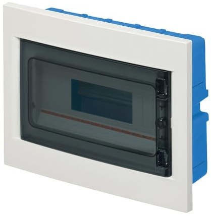 Centralino bianco IP40, per cartongesso, 12 moduli, 320x240x80mm, quadro elettrico da incasso, sportello fume', per interno, tappi per moduli inclusi, barra DIN estraibile e regolabile