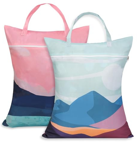 HOTUT Travel Laundry Bag,2pcs Waterproof Bathing Suit Workout Bag,Dirty Clothes Bags with Zipper for Home,Travel,Holiday,Camping,Caravan,Dormitory