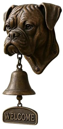 Verschiedene Hundeklingeln, Vintage-Klingel aus Kunstharz zur Wandmontage für Veranda, Türglocke Mit Hundekopf Design, Wandmontage für Veranda, Haustür und Garten (Boxer Dog)