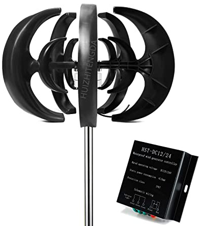 HUIZHITENGDA 2000W-4000W geräuscharme kleine Windkraftanlage für den Heimgebrauch, 12V-220V Vertikaler Windturbinengenerator für Windkraft und Solarsysteme (Schwarz)